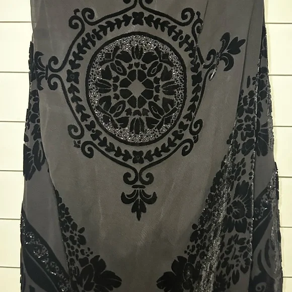 Vintage Sue Wong Dress Gown Size 10 Halter Prom Formal Beaded Fringe Silk Blend - Picture 15 of 16